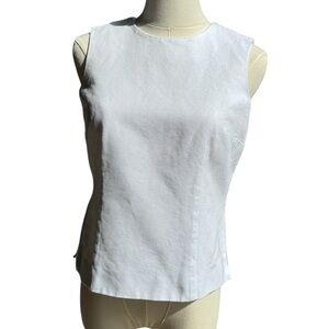 Talbots Petites White Tank Top with Back Button Details Womens Size 4 Pe…